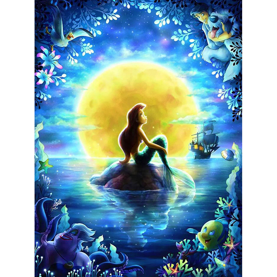 

By Numbers Ariel Princess Drawing By Numbers The Little Mermaid Painting Canvas Kits Cartoon Decor For Home