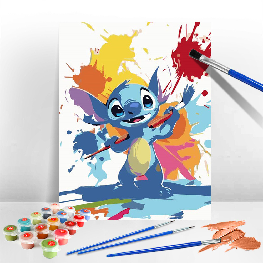 

Disney Cartoon Colorful Oil Painting By Numbers Lilo And Stitch DIY Art Drawing By Numbers Hobbies Ready Frame Wall Decor