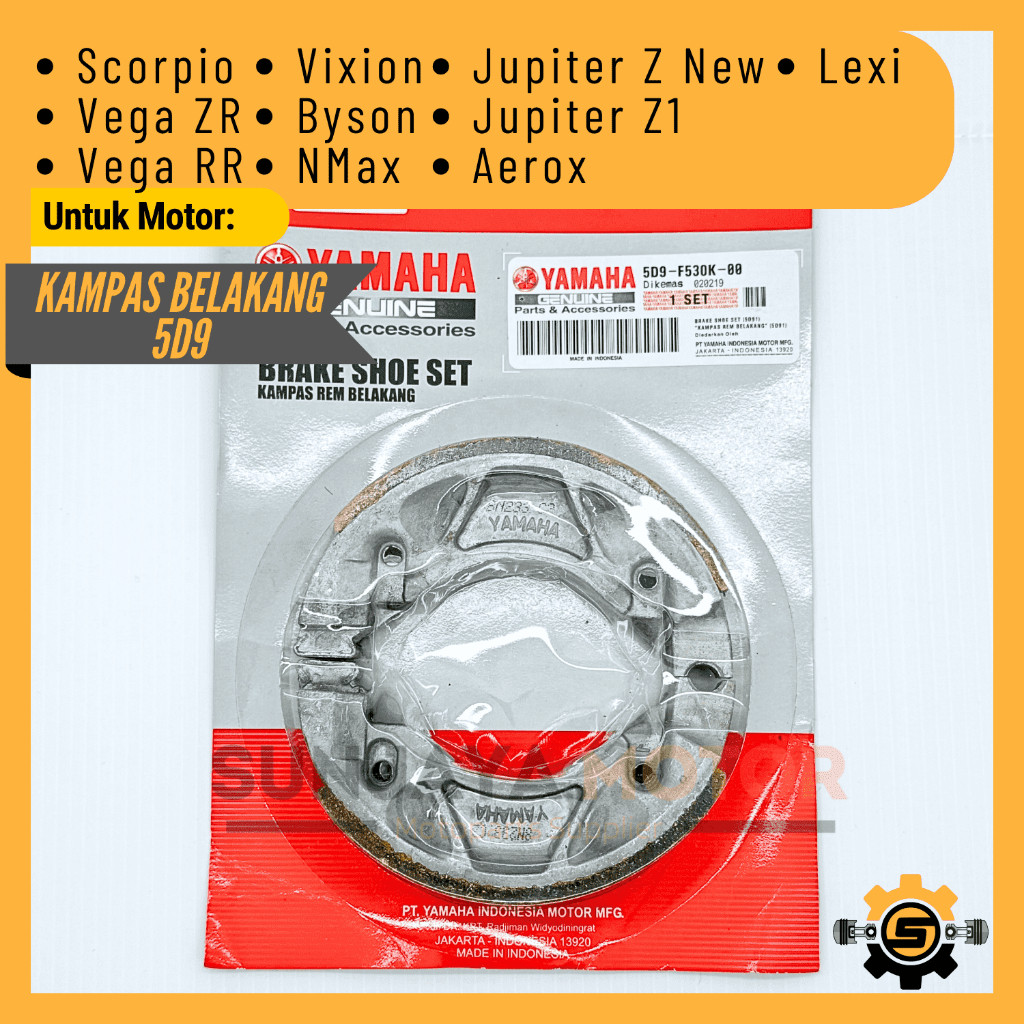 Kampas Rem Tromol Original Yamaha 5D9 Kampas Rem Belakang Jupiter Z New Vega ZR Aerox NMax Scorpio V