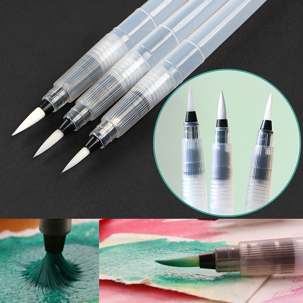 

3/6Pcs Refillable Paint Brush Water Color Brush Soft Watercolor Brush Ink Pen for Painting Calligraph Drawing Art Supplies