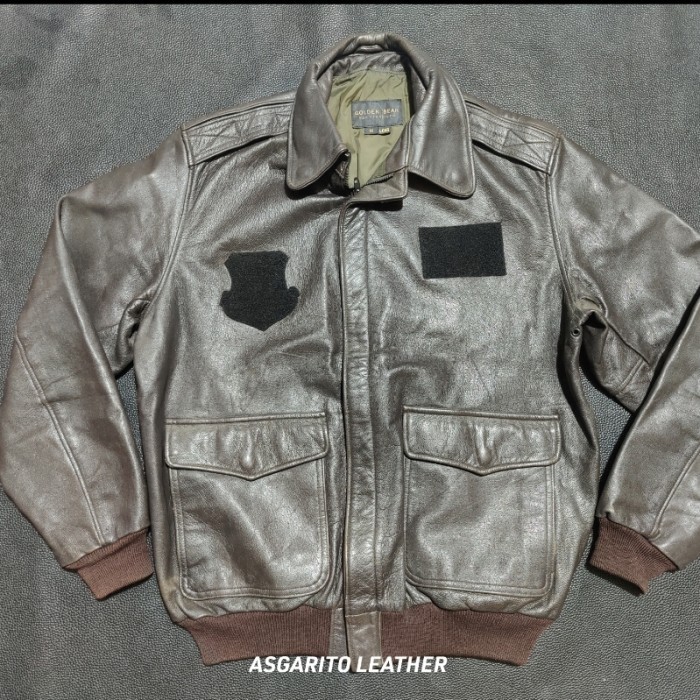 FLIGHT JACKET  TYPE A-2 GOLDEN BEAR MADE USA BOMBER VINTAGE