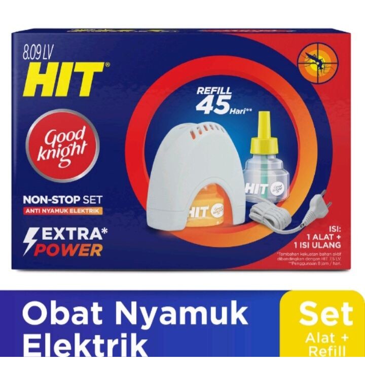 Obat Nyamuk Elektrik Hit Non Stop Ekonomis Alat + Refill Set Plus Refill - Alat Obat Nyamuk Elektrik
