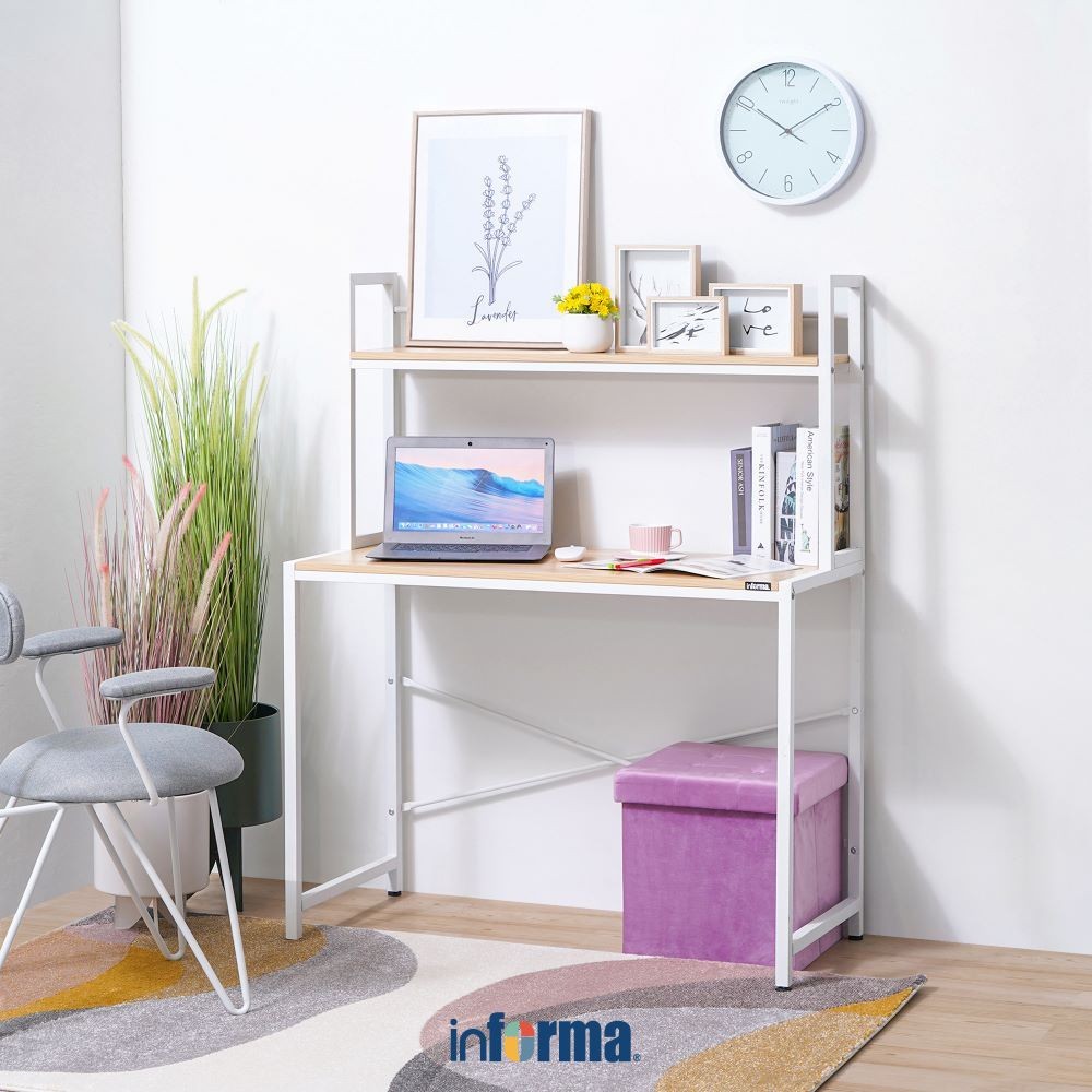 Informa Gordon Meja Kantor - Putih Office Table Furnitur Kantor Meja Kerja Belajar Minimalis Serbagu