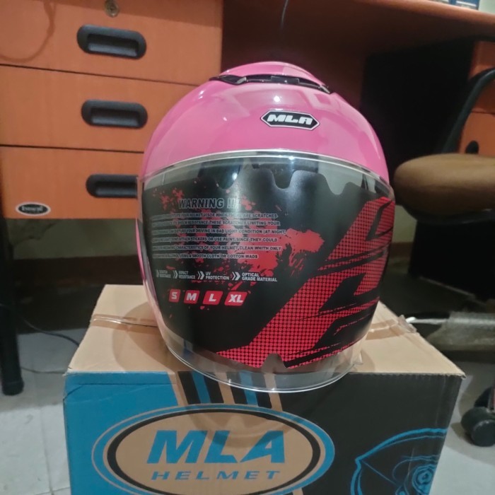 Terlaris -Helm Half Face MLA Kyoto SNI - Helm Half Face MLA - Helm Half Face Pria Wanita - Pink Glos
