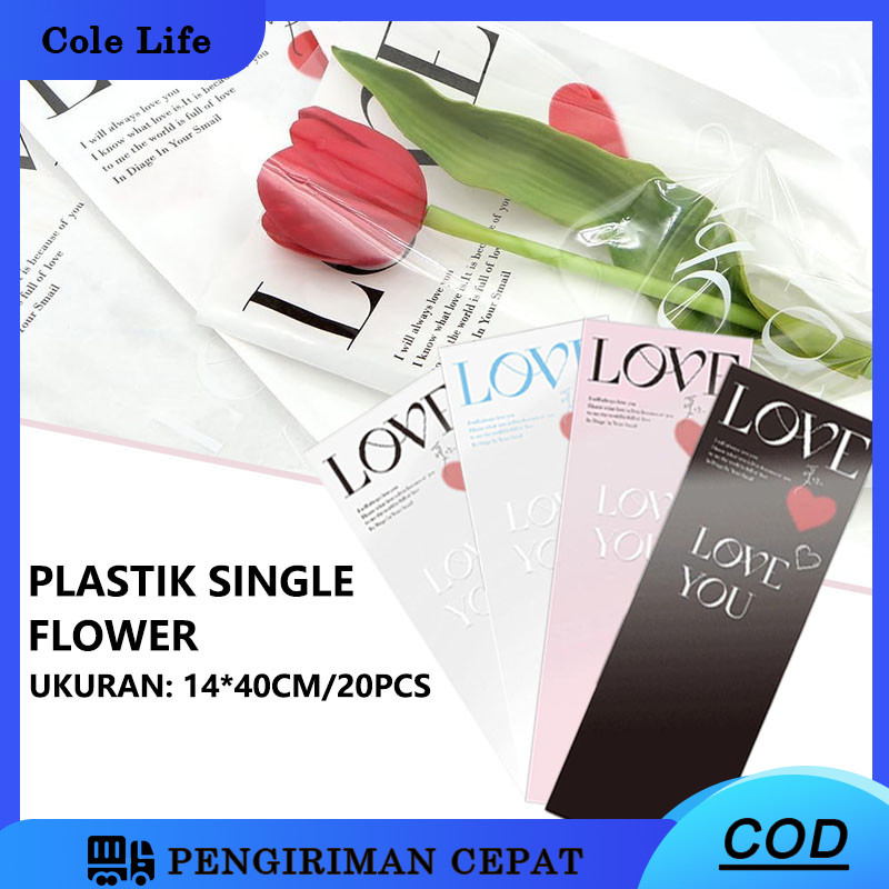 

[1 PACK 20 LEMBAR] PLASTIK SINGLE FLOWER OPP "LOVE" KOREAN STYLE PLASTIK BUNGA MAWAR TANGKAIAN SATUAN SINGLE