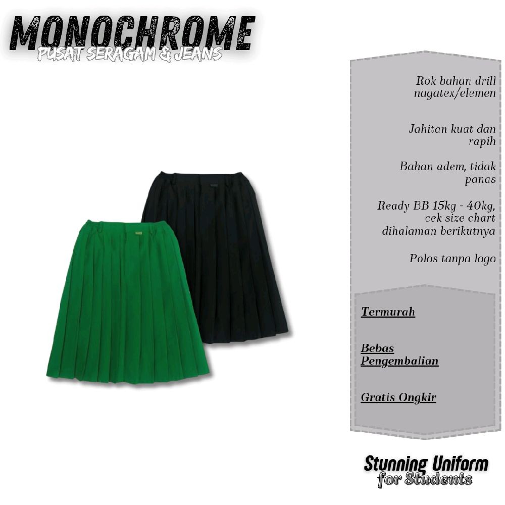 Rok Rempel Pendek Seragam Sekolah SD warna hijau warna hitamSeragam Sekolah Indonesia