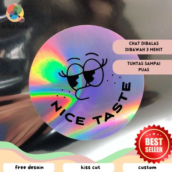 

AHD SBH 2-6 Cetak Stiker Bulat Logo Custom Sticker Label Olshop Bahan Hologram Waterproof