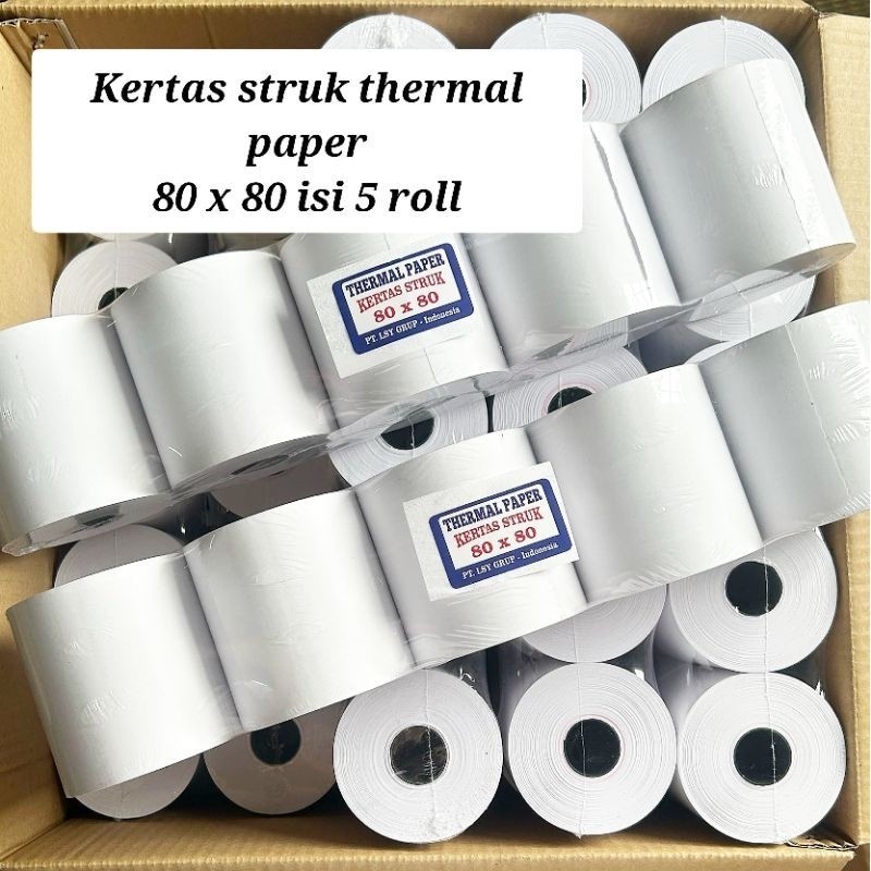 

merk LSY / kertas struk / thermal kasir paper 80x80 isi 5 roll