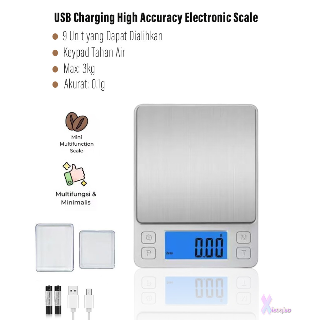 Timbangan Elektronik Presisi Tinggi Timbangan Gram Kecil 3kg / 0,1g Timbangan USB