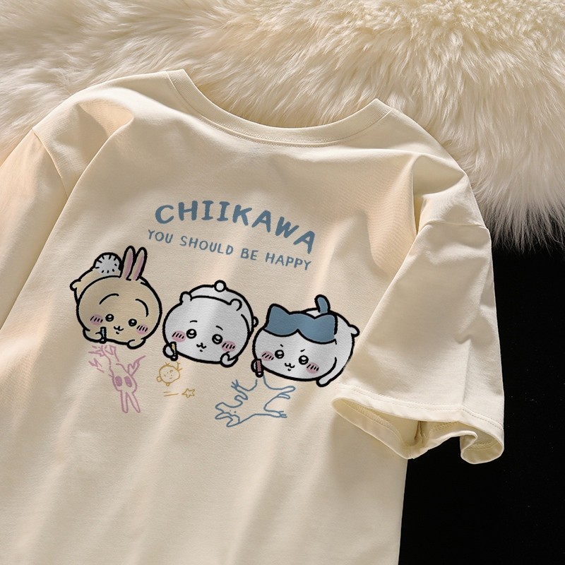 SanBatik Cream Kaos Three Little Ones Cartoon Cute Style Wanita Baju Atasan Wanita Terbaru/Atasan Wa