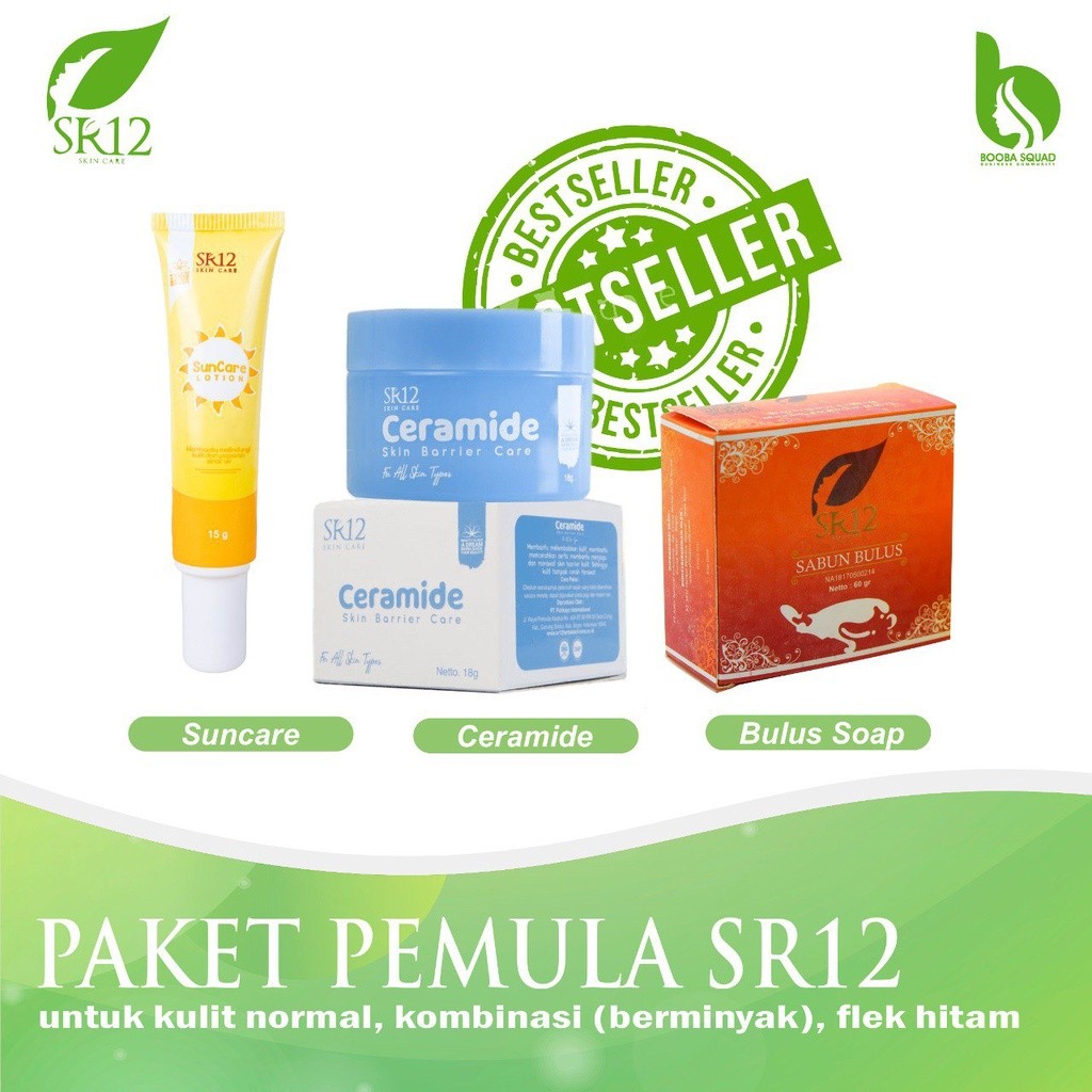 PAKET PEMULA SR12 MEMPERBAIKI SKIN BARRIER KULIT / MENGEMBALIKAN KULIT WAJAH CANTIK ALAMI / PAKET SK