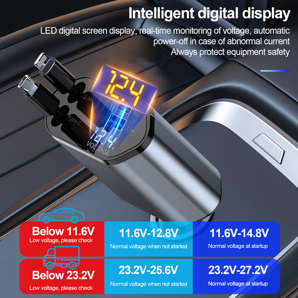 Yexstoree Furintama Car Charger Mobil 4 In 1 Port Usb Ios Android 120W Pengisian Super Cepat Kabel