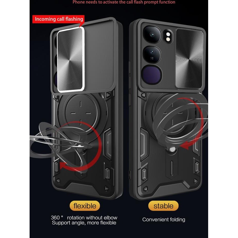 CASE VIVO V40 LITE 4G / 5G MAGNETIC CAMERA SLIDE 360 RING STAND SOFTCASE