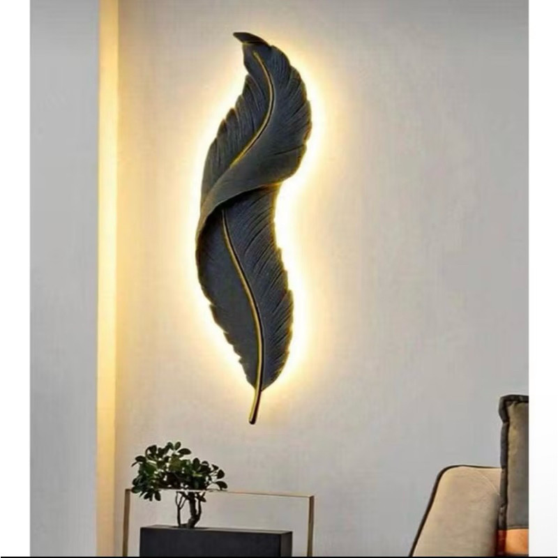 DN TERBARU Ready Terbaru Lampu Dinding 90cm lampu hias dinding  lampu daun lampu bulu, Lampu Hias Di