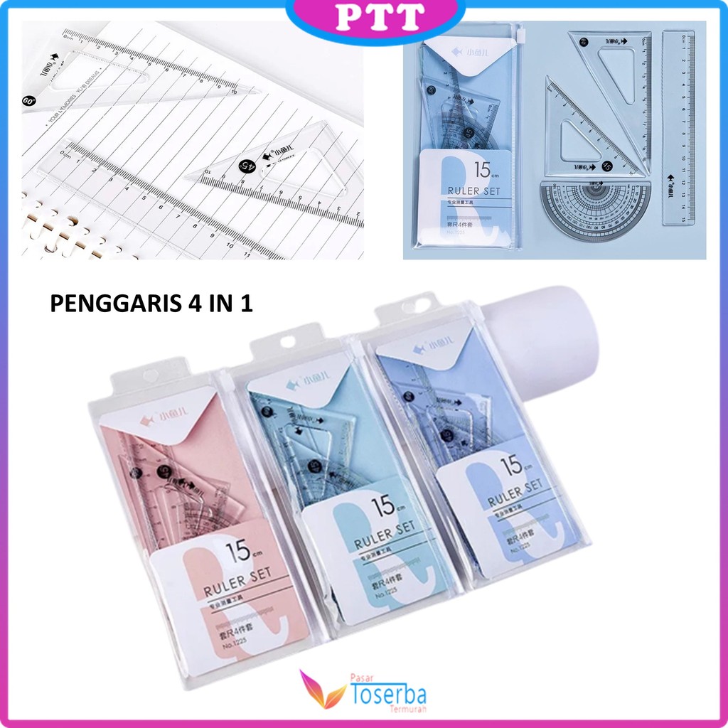 

Penggaris Set 4IN1 15Cm Penggaris Bening Sekolah Isi 4Pcs Lucu Ruller Set Transparant Perlengkapan Sekolah Menggambar Pelajar Mahasiswa Motif Polos Kemasan Ziplock PTT
