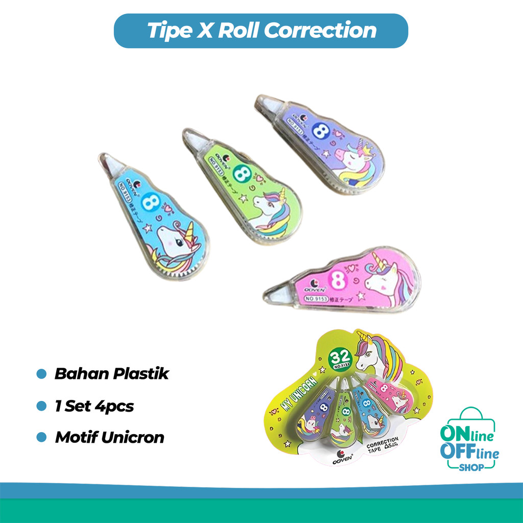 

Tipe X Pita Penghapus Pulpen Roll Correction Tape Tipex Set 4pcs 966
