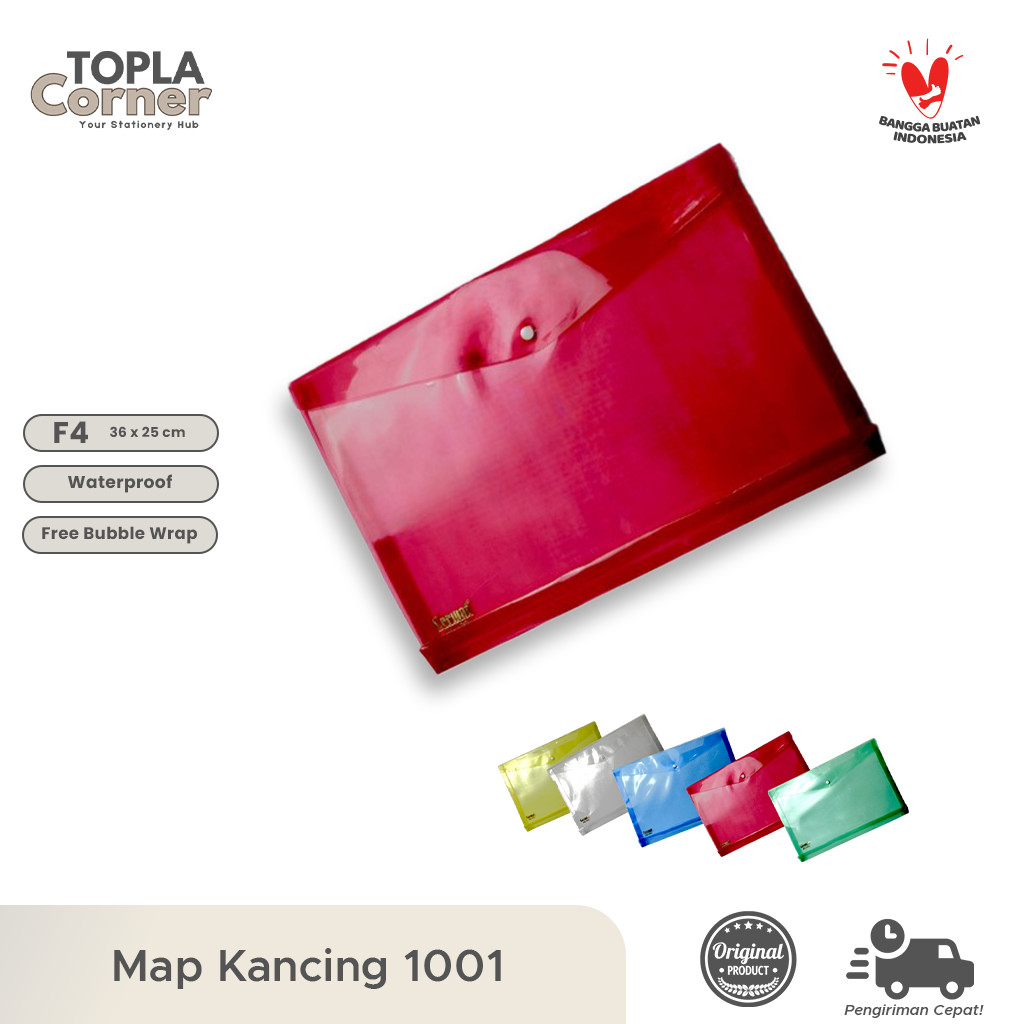 

Map Kancing Tipis Topla 1001 - Folder Plastik F4 Anti Air Buat Arsip Harian