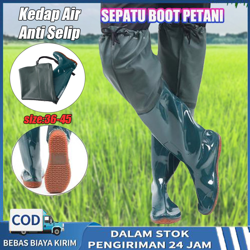Sepatu Bot pria sepatu boot sawah panjang pria Sepatu Bot Pria Wanita 60Cm Sepatu Bot Tinggi Anti