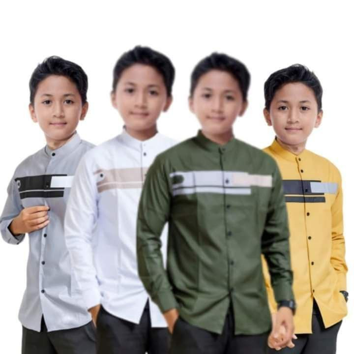 Baju Koko anak remaja sd smp umur 12 tahun/Koko anak laki laki katun toyobo/Koko muslim anak lengan 