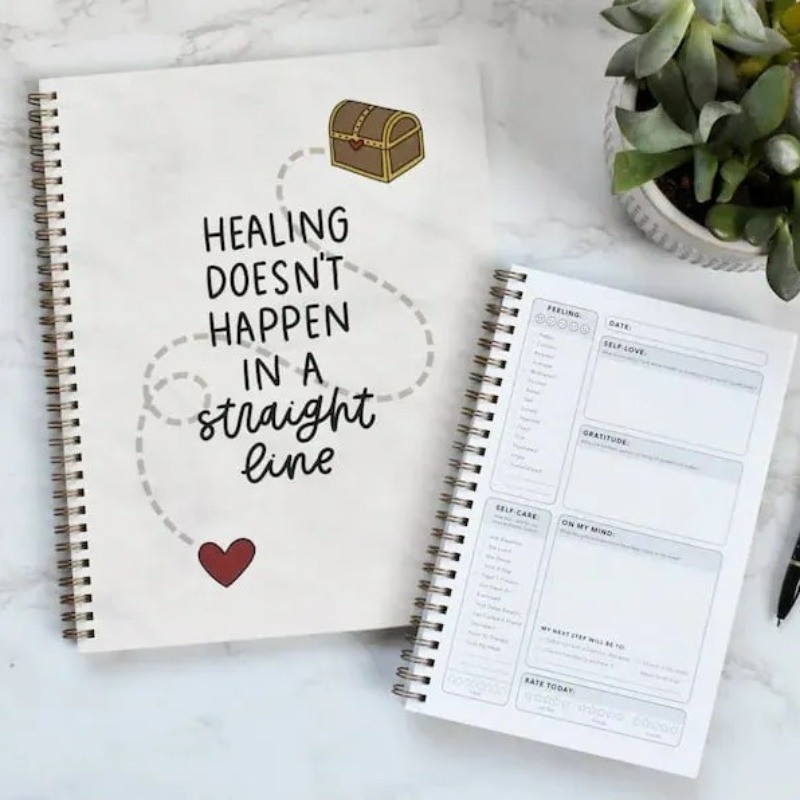 

A4 Spiral Notebook Printing QuoteStraight Line Mental Health Journal