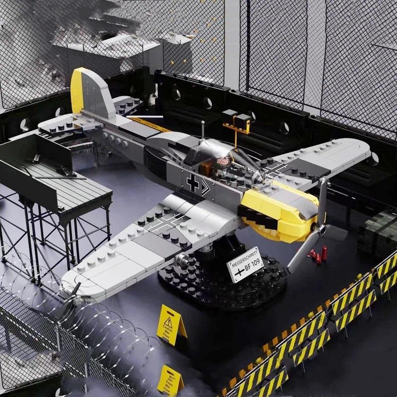 Educational 1:48 Army BF-109 Fighter Building Blocks 471pcs mini Bricks for Kids with Military Soldi