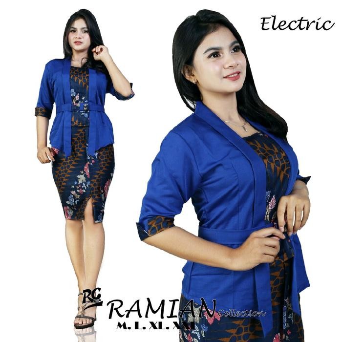 

Setelan Kebaya Kutu baru Modern ETP Tangan Pendek Baju Natalan Simpel Elegan - Marun Jambu, M