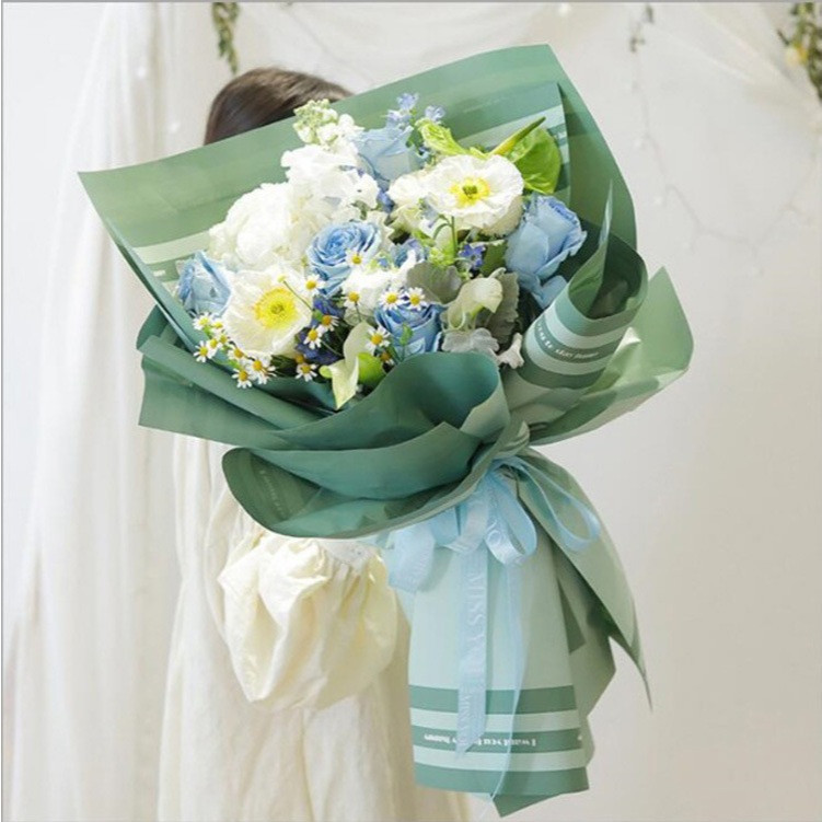

Flower Wrapping Paper Gold Line Double Frame Cellophane Kertas Buket Bunga Hand Bouquet KB086
