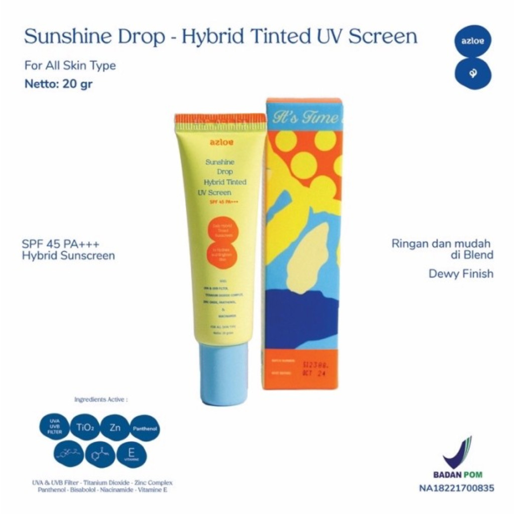 AZLOE TINTED SUNSCREEN HYBRID KULIT BERMINYAK BERJERAWAT