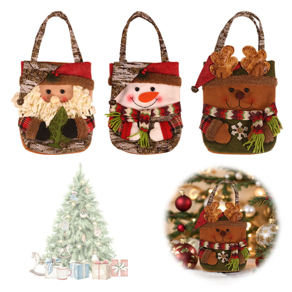 

Christmas Cartoon Candy Bag with Handle Holiday Goodie Bag for Christmas Decoration Supplies
