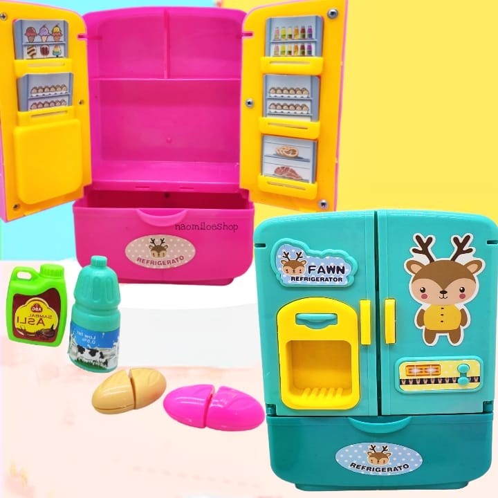 MAGIC KULKAS Mainan Kulkas Mini Anak Lucu/ Pretend Play Kulkas Pendingin Refrigerator