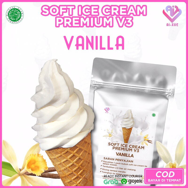 

Vanilla V3 Soft ice Cream Premium Powder / Bubuk Es Krim Premium Halal Rasa Vanila 1Kg