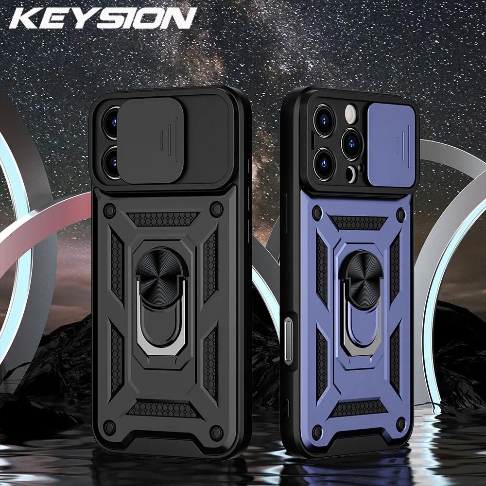For iPhone 16 Pro Max 16E 17E case Slide Camera Lens Protection Ring Stand armor Hard casing For iPh