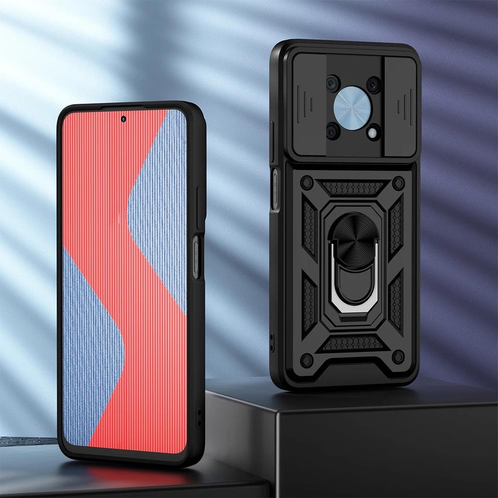Untuk Huawei Nova Y90 Y70 Y60 case Slide Camera Lens Protection 360  Meatl Ring Stand armor Hard cas