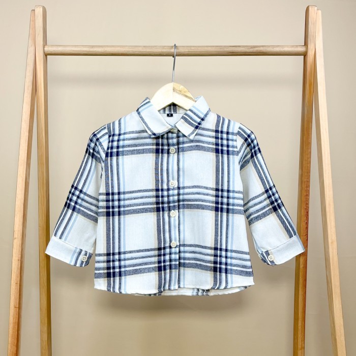✨LARIS✨ -Flannel Shirt Anak - Cream Nut, M