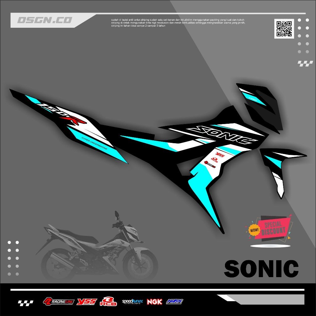 Striping Variasi Honda Sonic 150R / Sticker Honda Sonic variasi motif simple keren kode 06