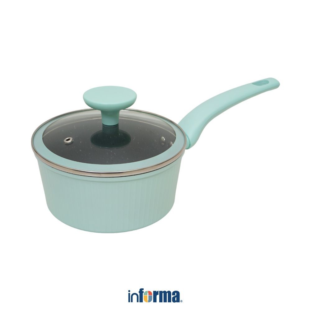 Informa Cooking Color 16 cm Harris Panci Saucepan Dengan Tutup - Hijau Pot Masak Kuah Sup Perlengkap