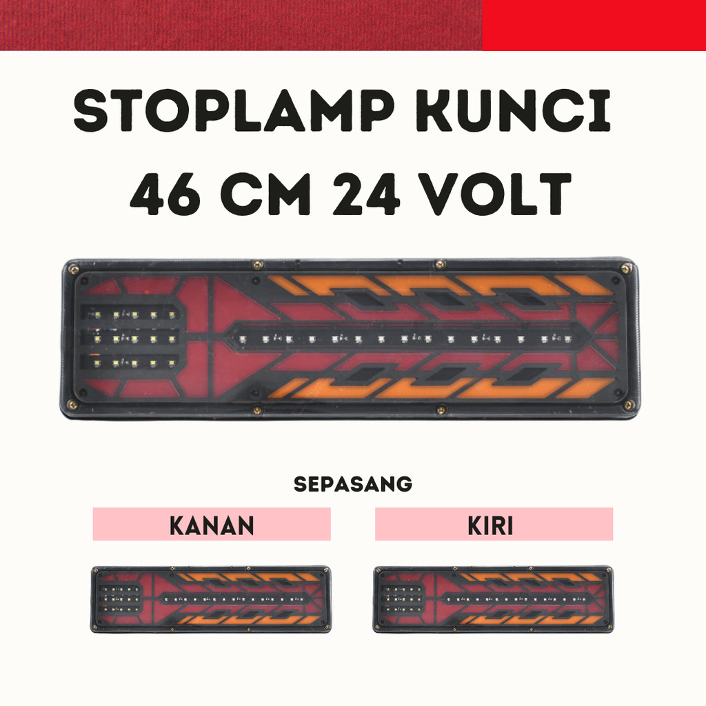 Stoplamp Truk Variasi 24 Volt Model Wrangler LED 1 Set Lampu Stop Rem Belakang Kiri & Kanan untuk Mo