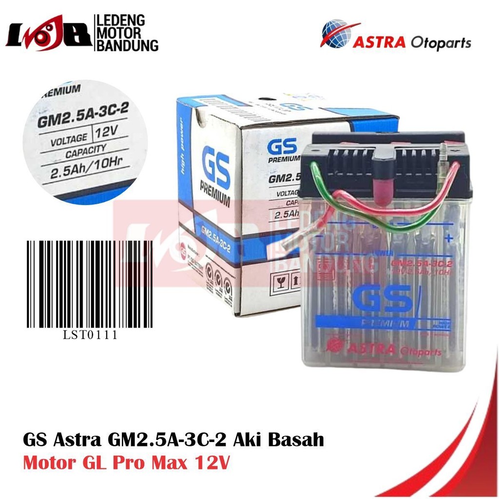 Aki GS Astra Basah GM2.5A-3C-2 Motor GL Pro GL Max Accu 12v 2.5a