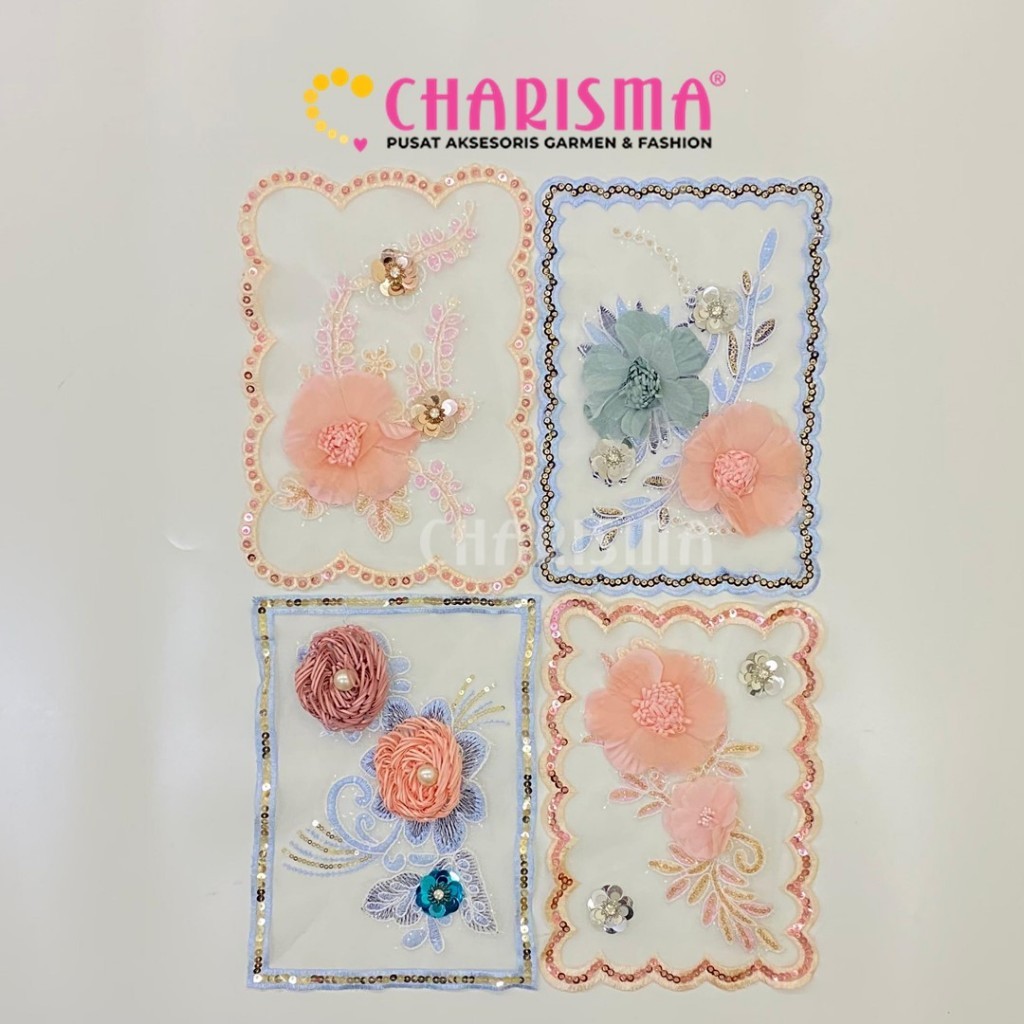 Charisma Aplikasi Bordir Bunga - Aksesoris Baju / Tempelan Baju Motif Bunga