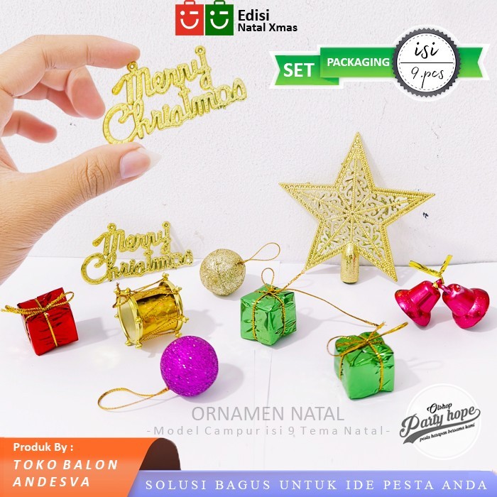 Hiasan Gantung Pohon Natal Campur / Hiasan Natal Top Bintang / Hiasan Gantung Pohon Natal Kado / Hia