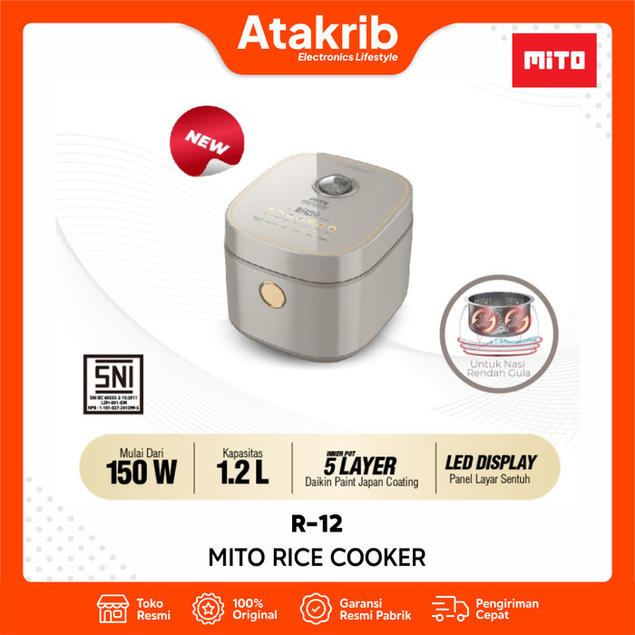 Mito R12 Rice Cooker 1.2 Liter - Memasak Nasi Sehat dan Cepat dengan Berbagai Mode Masakan