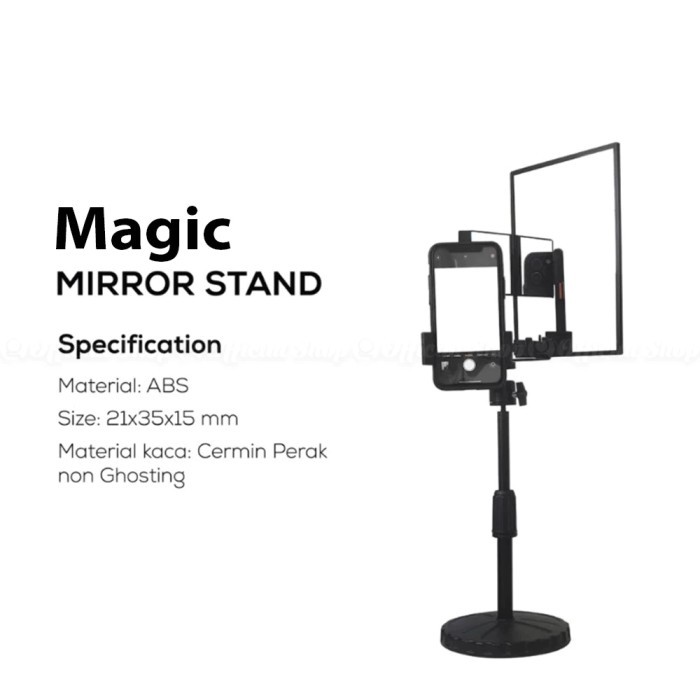 Lbagstore Stand Mirror HP Live Stream Kamera Camera Utama Belakang Phone Holder Tripod Cermin Record Video dengan Pantulan Kaca Smartphone X6Z