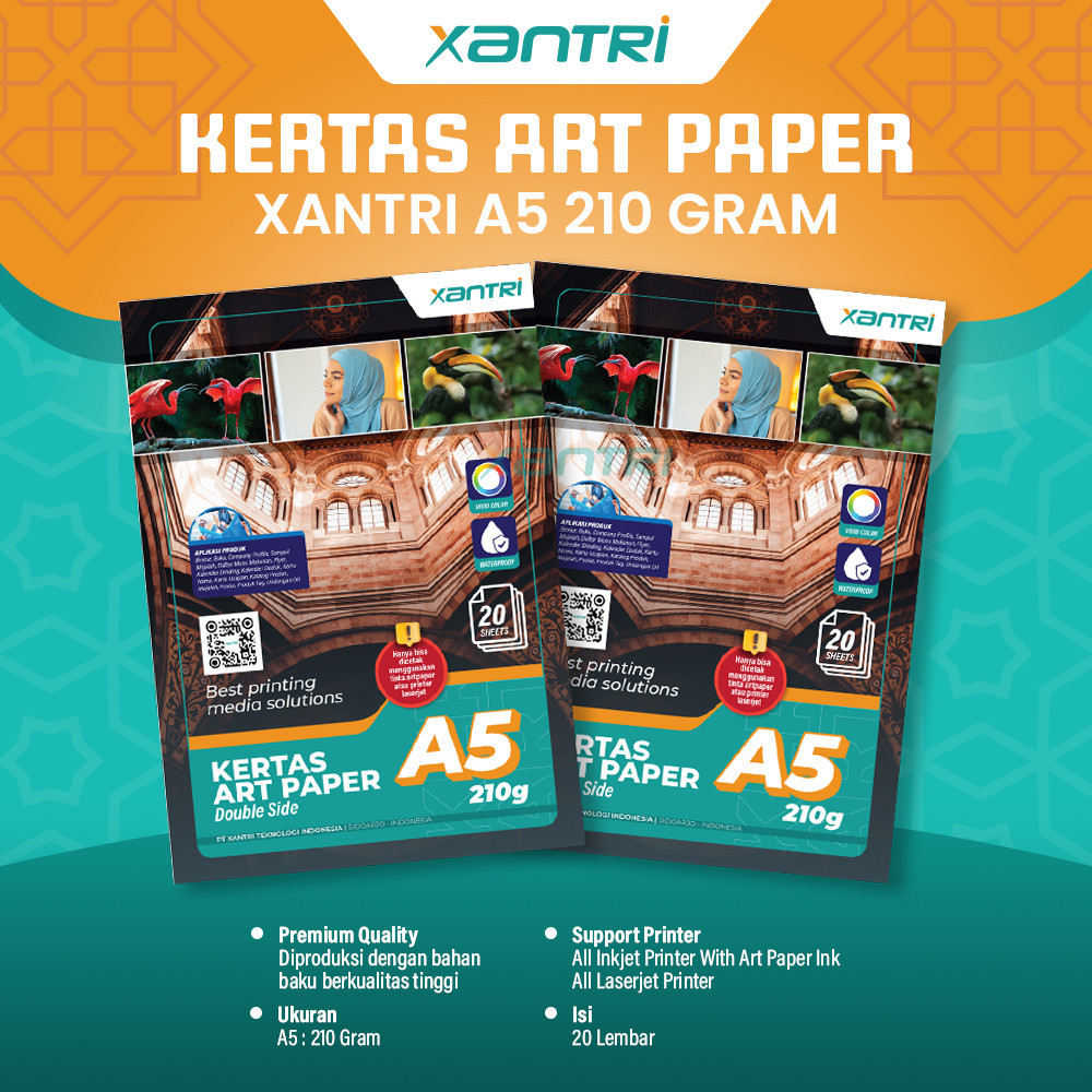 

Xantri - 50 Sheets Kertas Photo Art Paper A4 120gsm 120 Gsm Print Double Side Kertas Art Karton Cartoon Carton