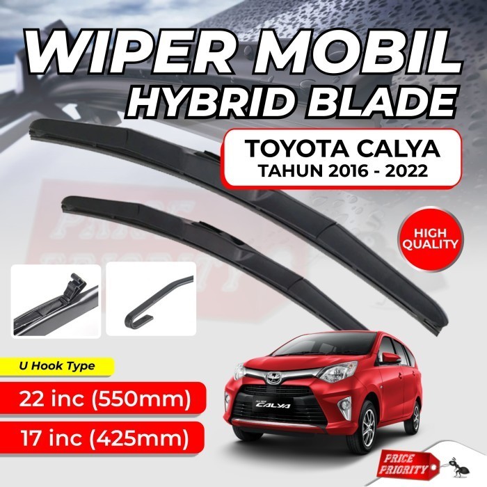 Wiper Mobil Calya Sigra Karet Wiper Frameless Hybrid Blade Set RWB