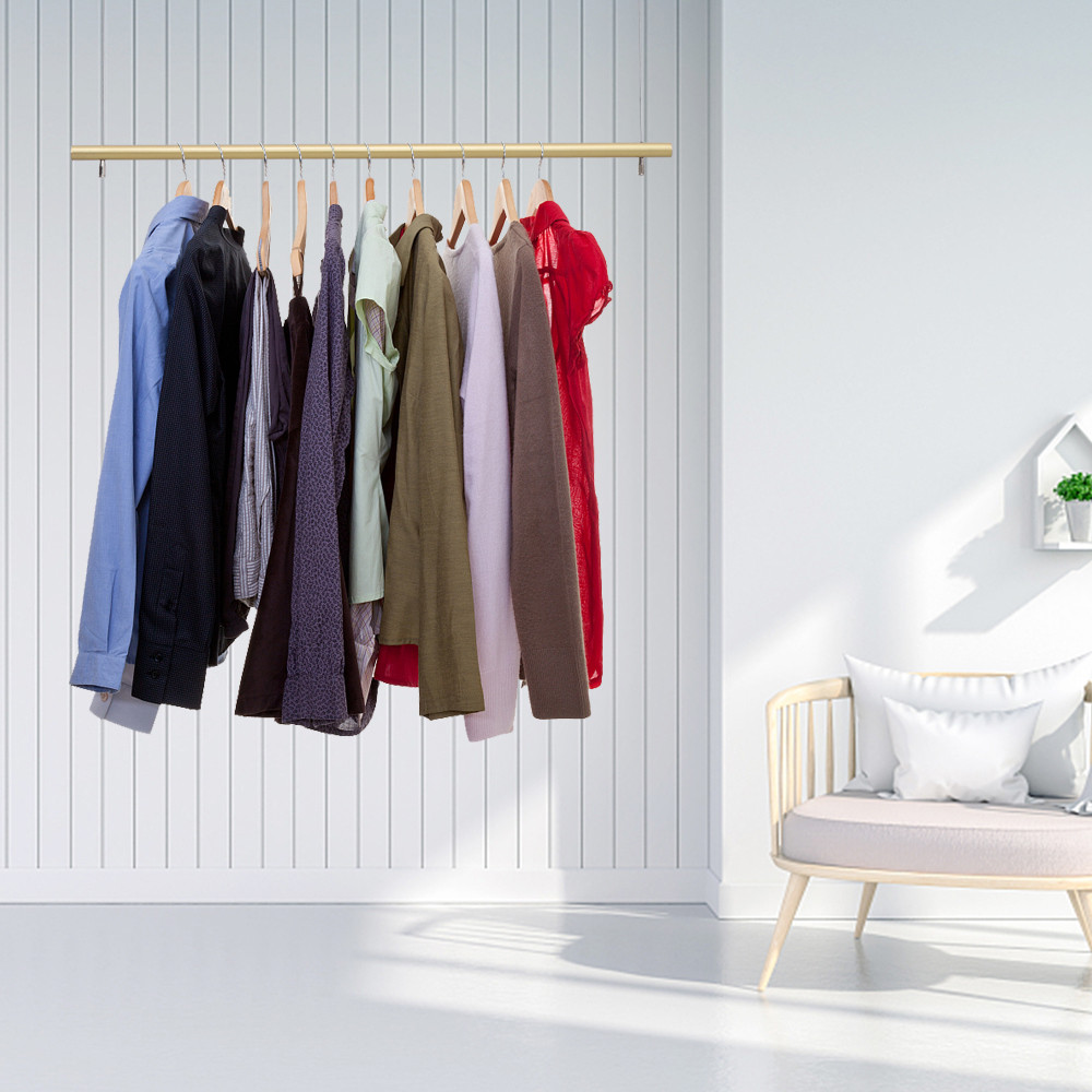 

Metal Ceiling Mount Garment Hanging Rod Clothes Hanger Coat Rack Heavy Duty Closet Organizer Dress Holder Stand