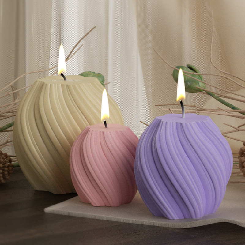 

3D Geometric Waves Column Silicone Candle Mold DIY Rotating Pillar Soap Resin Plaster Mould Chocolate Making Set Home Decor Gift
