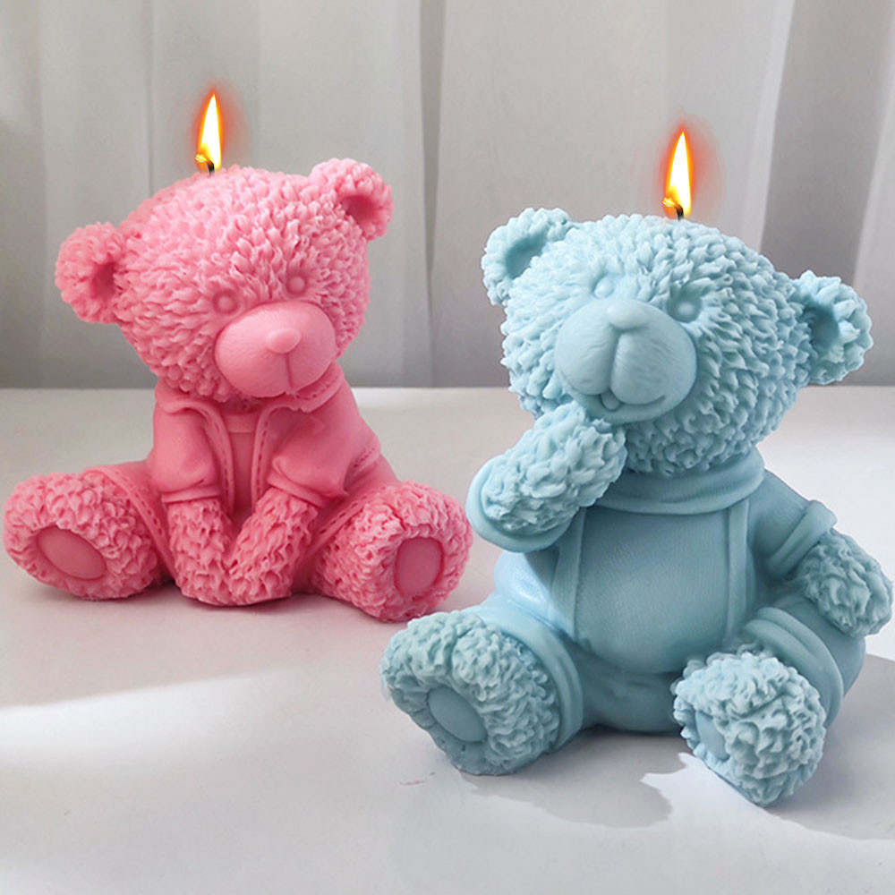 

Sitting Bear Candle Silicone Making Tool Teddy Bear Soap Resin Mold Animal Chocolate Cake Mould Painting Plaster Baby Room Decor