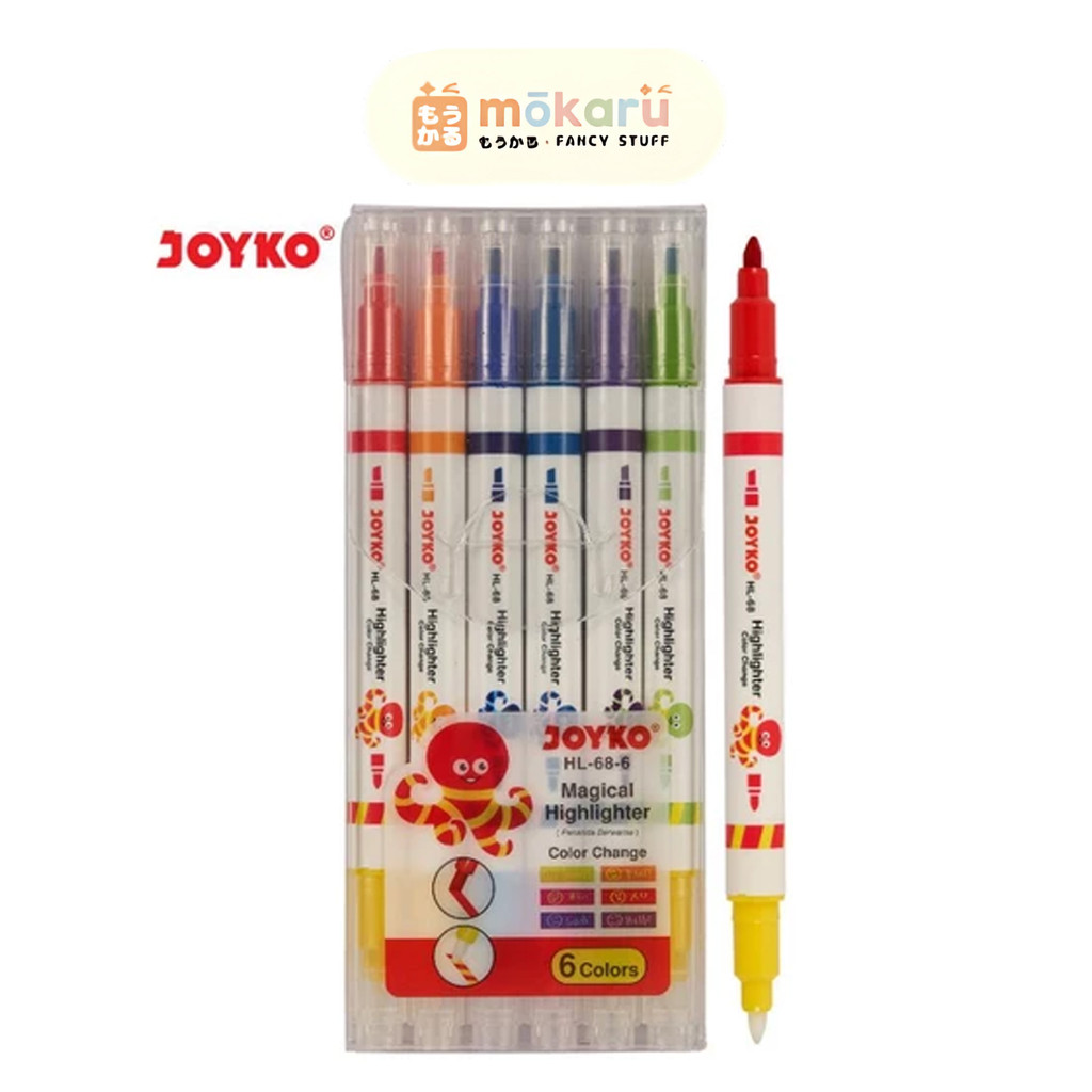 

Joyko Magical Highlighter HL-68-6 Set Isi 6 Pcs Color Change / Penanda Berwarna 6 Warna Murah