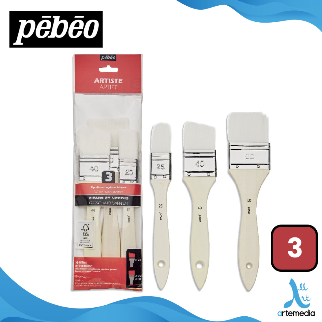 

Gramedia Surabaya - Pebeo White Nylon Gesso and Varnish Brush Set