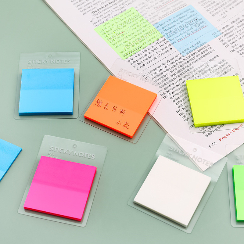 

50Sheets Transparent Sticky Notes Waterproof Colorful Clear Memo Pad Posted It Self Adhesive Memo Message Reminder Office School